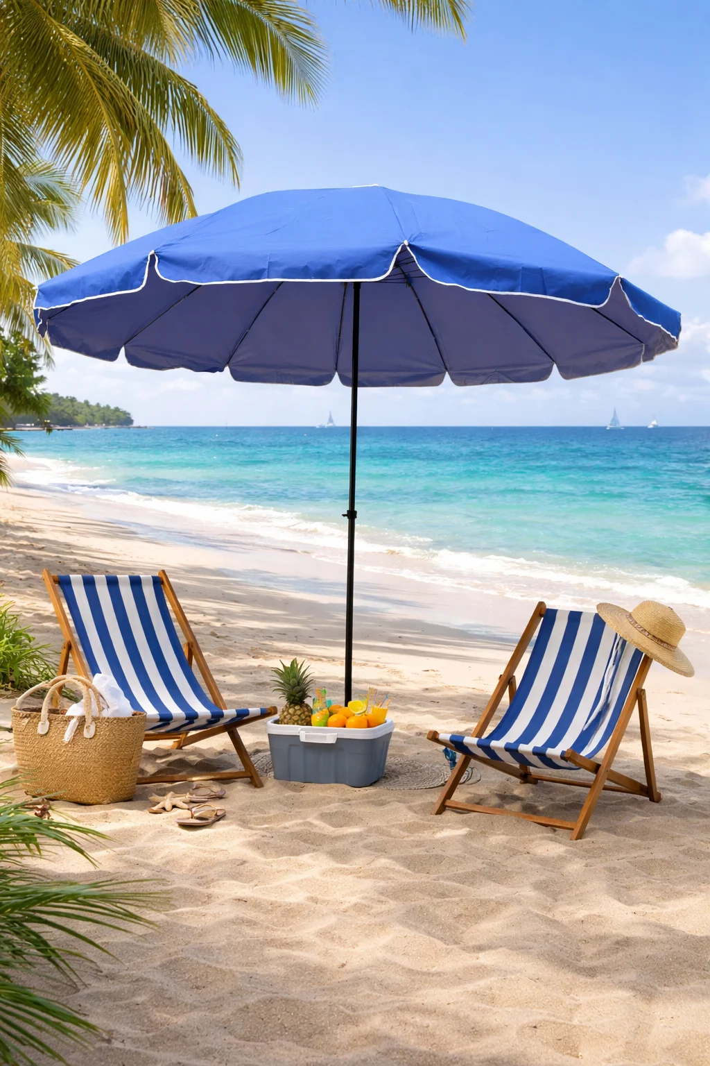 მზის  ქოლგა 2,7მ სიმაღლის რეგულირებით - ლურჯი