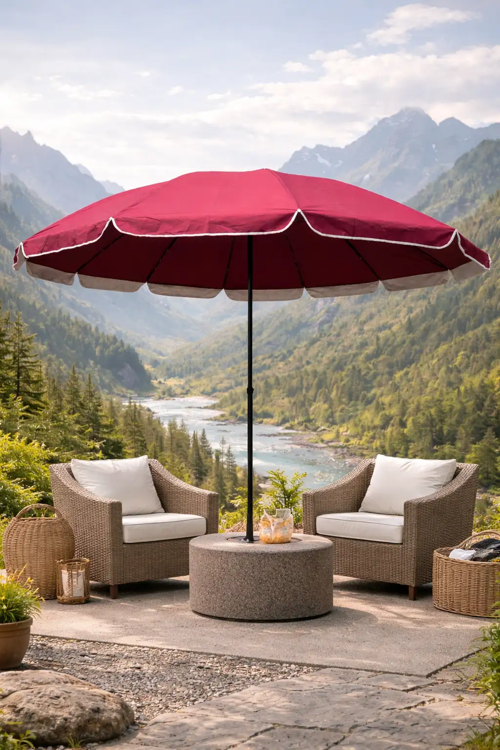 მზის  ქოლგა 2,7მ სიმაღლის რეგულირებით და ორმაგი ფენით - ბორდოსფერი