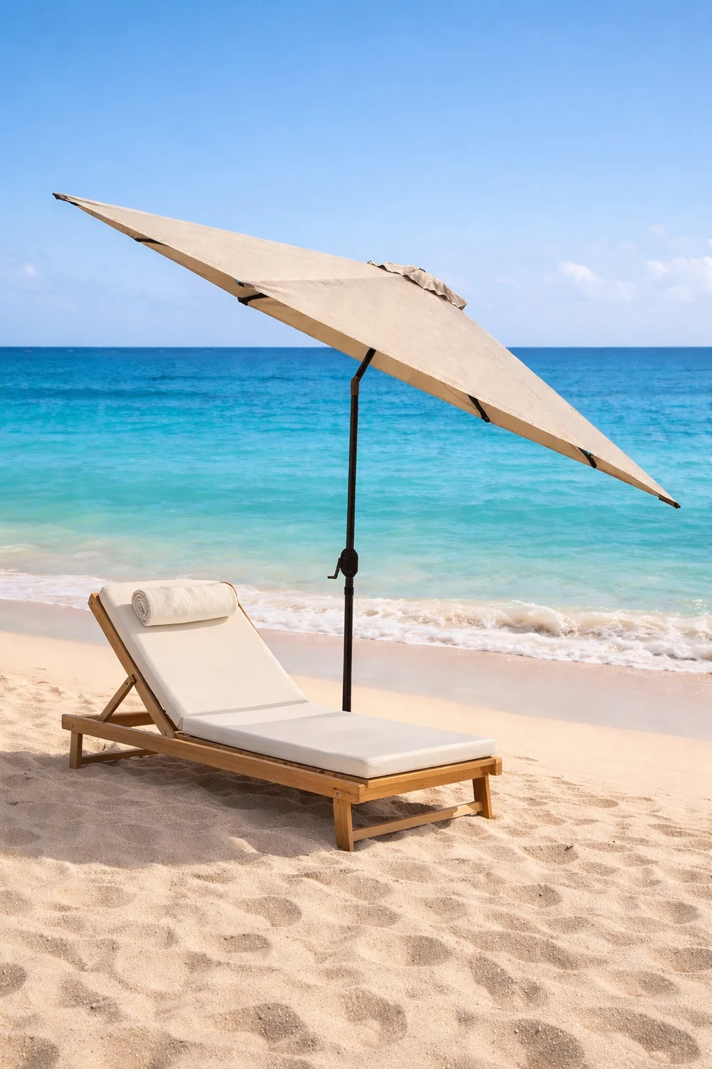 მზის ქოლგა რეგულირებადი დახრით 3მ - კრემისფერი