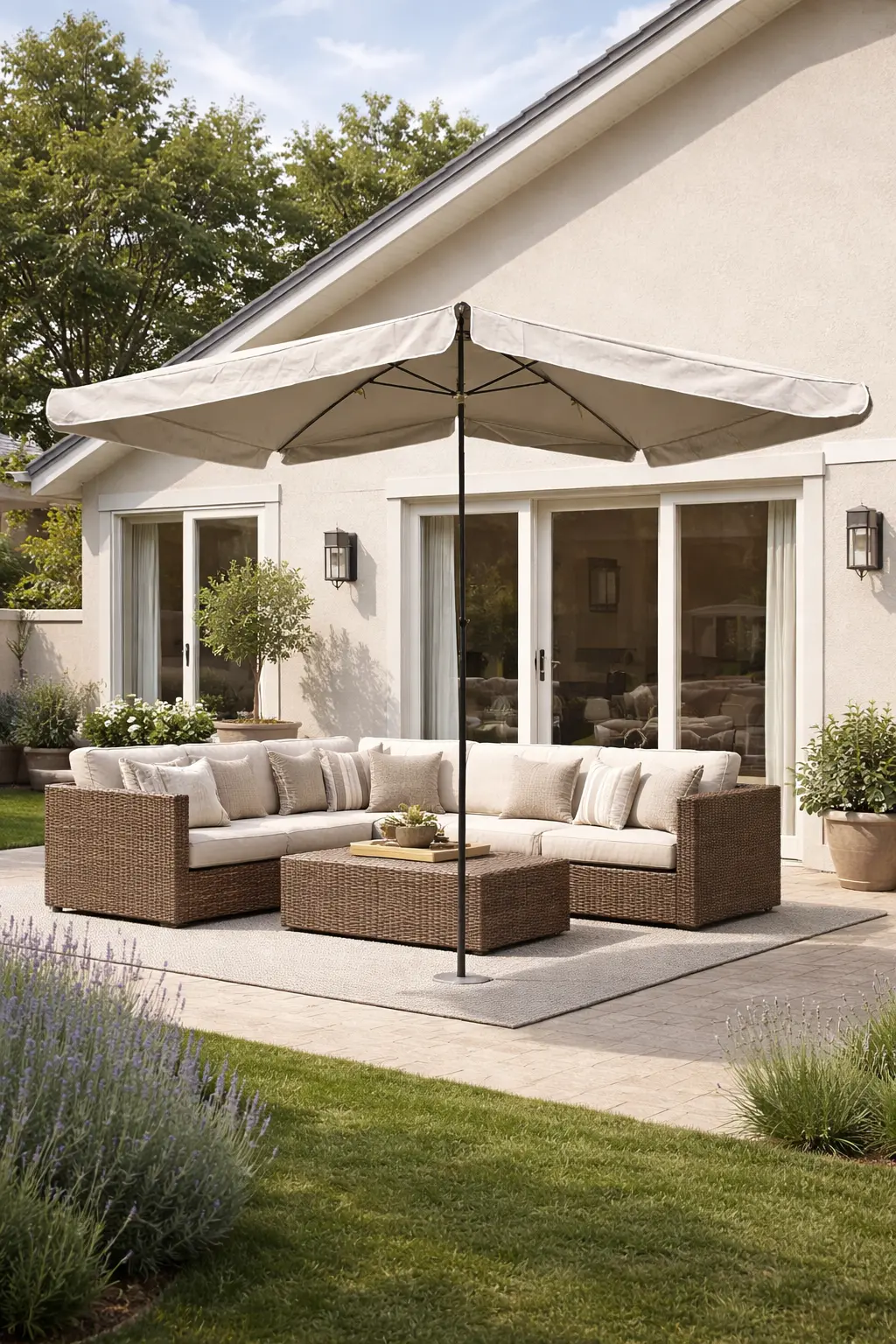 მზის  ქოლგა 2,4მx3მ სიმაღლის რეგულირებით - ვერცხლისფერი