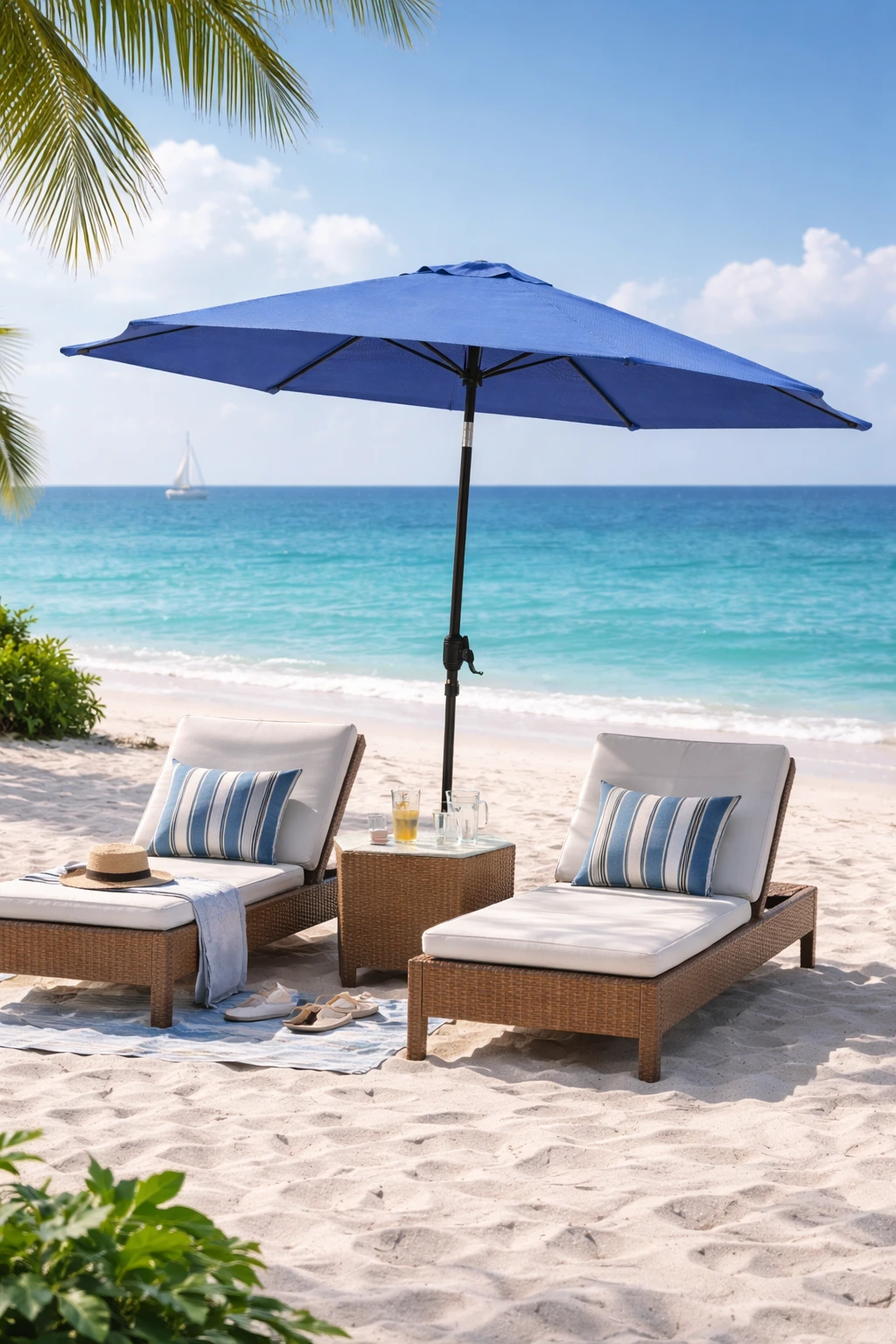 ეზოს ქოლგა რეგულირებადი დახრით 3მ - ლურჯი