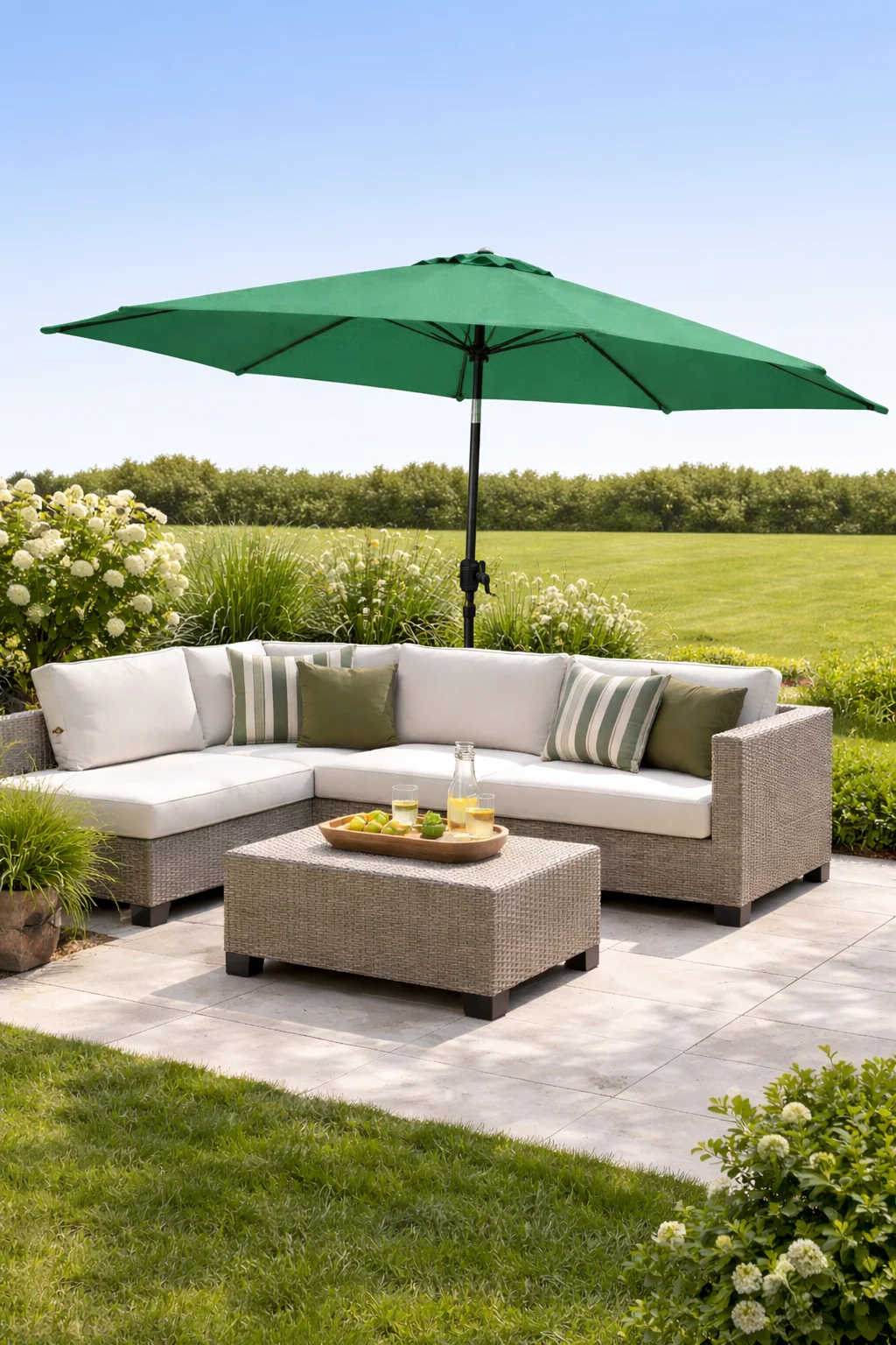 ეზოს ქოლგა რეგულირებადი დახრით 3მ - მწვანე