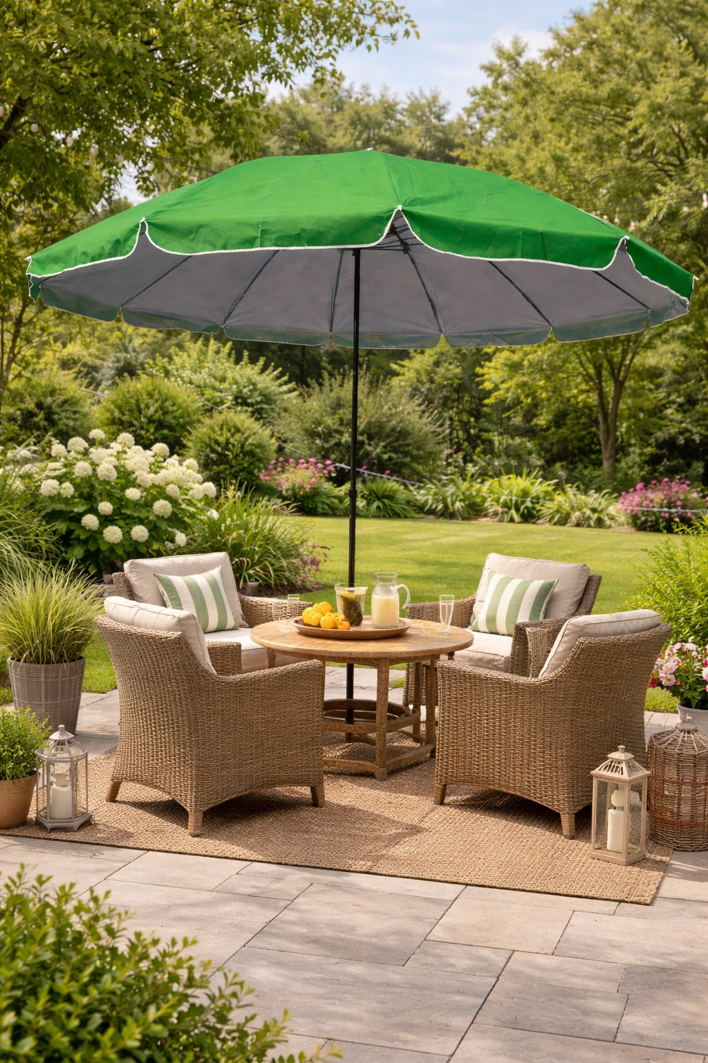 მზის  ქოლგა 2,7მ სიმაღლის რეგულირებით - მწვანე