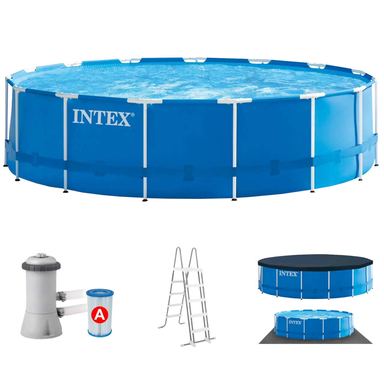 457სმ x 122სმ კარკასული აუზი ფილტრით და კიბით INTEX 28242