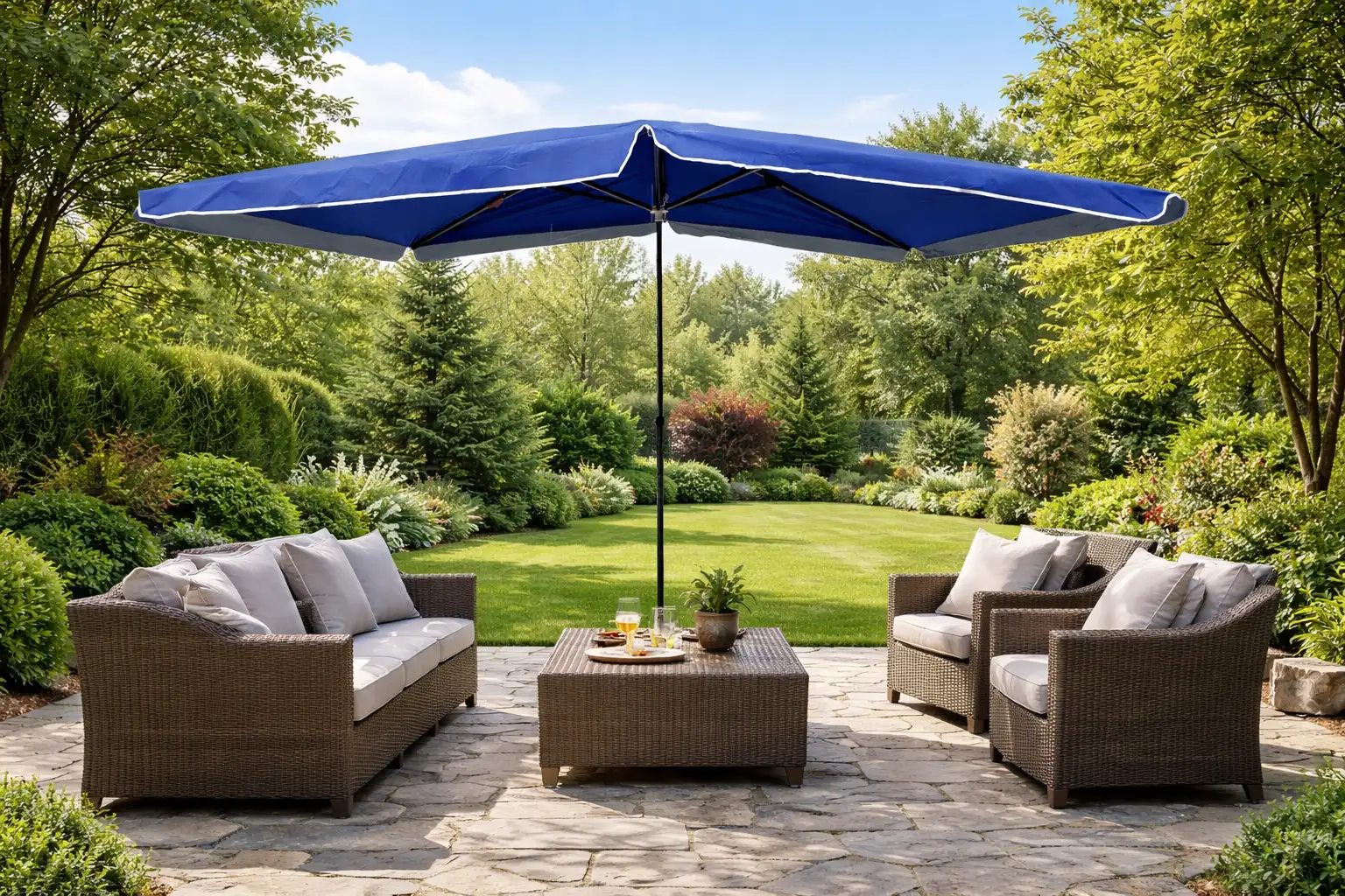 მზის  ქოლგა 2,5მx3,2მ სიმაღლის რეგულირებით - ლურჯი