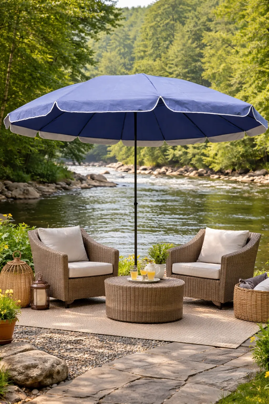 მზის  ქოლგა 3მ სიმაღლის რეგულირებით და ორმაგი ფენით - ლურჯი