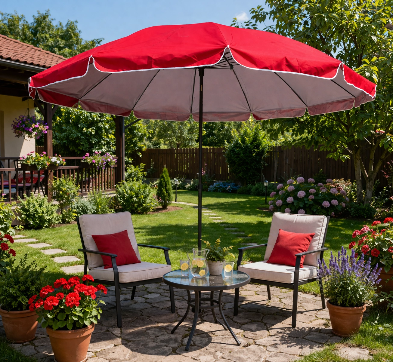 მზის  ქოლგა 2,7მ სიმაღლის რეგულირებით - ბორდოსფერი